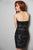 Jovani - 89930A Strapless Plunging Lace Short Dress in Black and Silver