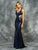 Colors Dress - 1583 Strappy Halter Long Dress with Side Cut Outs in Blue