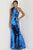 Studio 17 - 12757 Pieties Sequined Halter Evening Gown In Blue