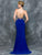 Colors Dress - 1599 Sleeveless V Neck Long Dress with Beaded Waist in Blue