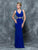 Colors Dress - 1599 Sleeveless V Neck Long Dress with Beaded Waist in Blue