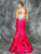 Colors Dress - 1641 Embroidered Halter Neck Mermaid Dress in White and Pink