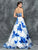 Colors Dress - 1644 Strapless Floral Embellished Ballgown in Blue
