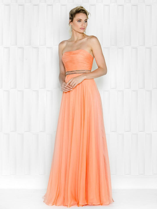 Colors Dress - 1645 Ruched Semi-sweetheart A-line Dress in Orange