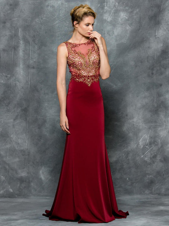 Colors Dress - 1649 Sleeveless Beaded Trumpet Gown in Red
