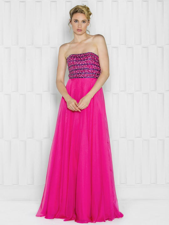 Colors Dress - 1654 Beaded Semi-sweetheart A-Line Dress in Pink