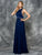 Colors Dress - 1662 Beaded Sleeveless Halter Long Dress in Blue