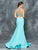 Colors Dress - 1674 Embellished Halter Trumpet Gown in Blue