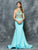 Colors Dress - 1674 Embellished Halter Trumpet Gown in Blue
