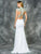 Colors Dress - 1676 Beaded High Neck Long Gown in White and Green