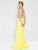 Colors Dress - 1677 Embellished Halter Long Gown with Slit in Yellow