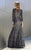 Shail K - 1275 Long Sleeve Geometrical Motif Mermaid Gown In Blue and Neutral