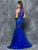 Colors Dress - 1698 Embellished Illusion Halter Mermaid Dress in Blue