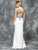 Colors Dress - 1705 Beaded Halter Long Gown with Slit in White and Blue