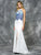Colors Dress - 1705 Beaded Halter Long Gown with Slit in White and Blue
