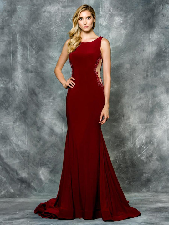 Colors Dress - 1712 Scroll Embellished Jersey Dress in Red