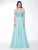 Colors Dress - 1717 Embellished Straight Across Neck A-Line Dress in Green and Neutral