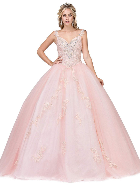 Dancing Queen - 1277 Embellished Sweetheart Quinceanera Ballgown In Pink