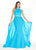 Ashley Lauren - 1278 Halter Evening Dress with Overskirt in Blue