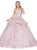 Dancing Queen - 1279 Illusion Halter Ruffled Quinceanera Gown in Pink