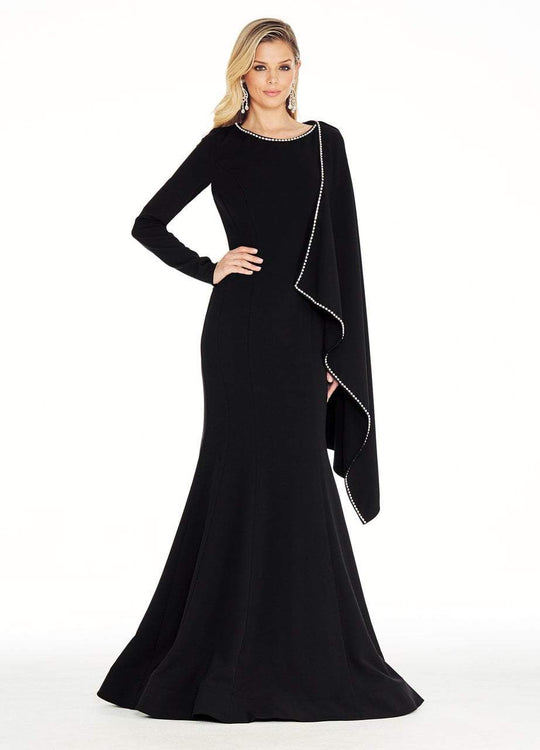 Ashley Lauren - 1281 Crepe Long Sleeves Evening Dress in Black
