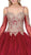 Dancing Queen - 1282 Appliqued Long Sleeves Quinceanera Gown in Red