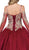 Dancing Queen - 1282 Appliqued Long Sleeves Quinceanera Gown in Red