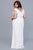 Shail K - 1283W Bedazzled V-neck Empire Waist Sheath Dress In White