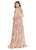 Ashley Lauren - 1284 Embroidered Stretch Knit Evening Dress in Pink