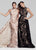 Ashley Lauren - 1284 Embroidered Stretch Knit Evening Dress in Pink and Black