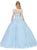 Dancing Queen - 1287 Scallop Trimmed Cap Sleeve Lace Ballgown In Blue