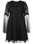 Aidan Mattox - MN1E202454 Floral Lace Long Sleeve Pleated A-line Dress In Black