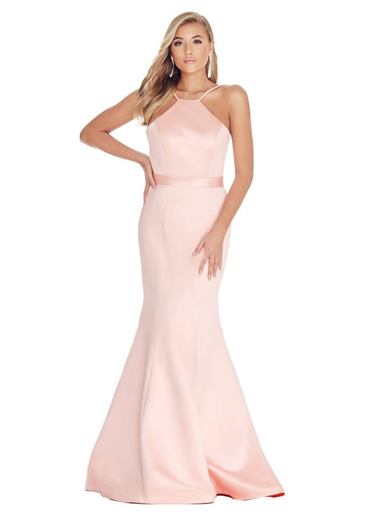Ashley Lauren - 1288 Halter Top Satin Prom Dress in Pink