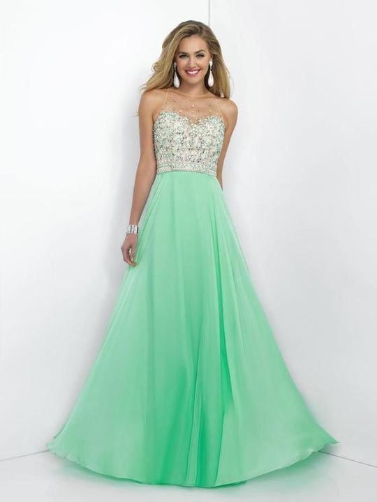 Intrigue - Sparkling Embellishment Illusion  Dress  128 in Green