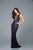 Scala - 60003 Beaded Illusion Bateau Sheath Dress In Blue