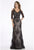 Gia Franco - 12904 Applique Plunging V-neck Trumpet Dress In Black
