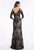 Gia Franco - 12904 Applique Plunging V-neck Trumpet Dress In Black