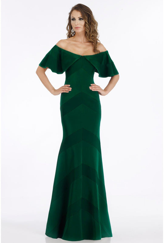 Gia Franco - 12912 Off Shoulder Flutter Sleeves Mermaid Dress In Green