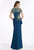 Gia Franco - 12913 Floral Embroidered Peplum Dress In Blue and Green