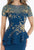 Gia Franco - 12913 Floral Embroidered Peplum Dress In Blue and Green