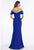 Gia Franco - 12915 Pleated Off-Shoulder Gown with Slit In Blue