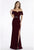 Gia Franco - 12915 Pleated Off-Shoulder Gown with Slit In Red