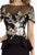 Gia Franco - 12917 Sequined Illusion Peplum Cocktail Dress In Black