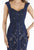 Gia Franco - 12919 Lace Plunging V-neck Trumpet Dress In Blue