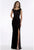 Gia Franco - 12921 Embellished Bateau Trumpet Dress With Slit In Black
