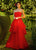 Ashley Lauren - 1293 Strapless Layered Tulle A-line Dress in Red