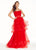 Ashley Lauren - 1293 Strapless Layered Tulle A-line Dress in Red