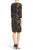 Adrianna Papell - Quarter Sleeve Floral Lace Illusion Dress in Black and Pink