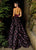Ashley Lauren - 1296 Velvet Deep Halter Brocade Ballgown in Purple and Multi-Color