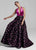 Ashley Lauren - 1296 Velvet Deep Halter Brocade Ballgown in Purple and Multi-Color